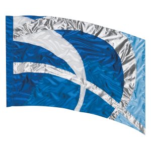 blue, light blue, and metallic silver Sewn color guard flag