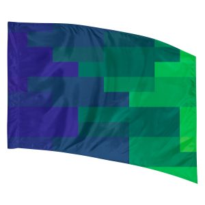 Blue/Green Digital Color Guard Flag with geometric blocks