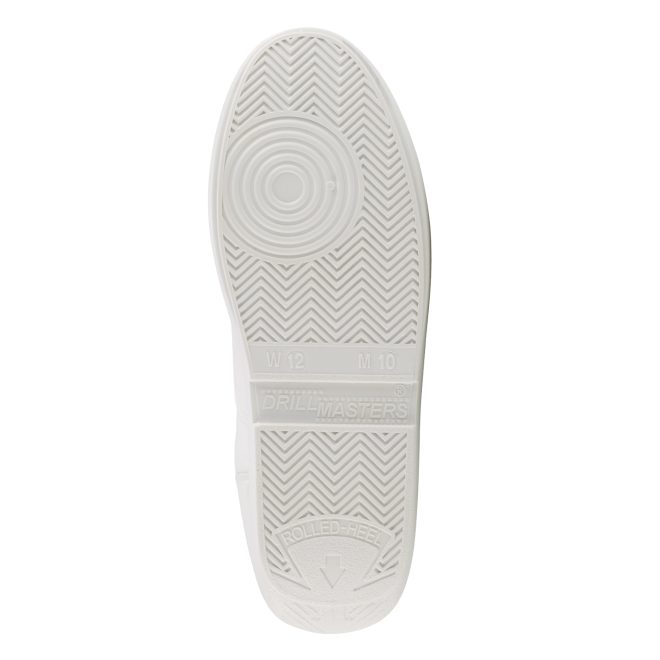 white drillmasters marching band shoe sole view