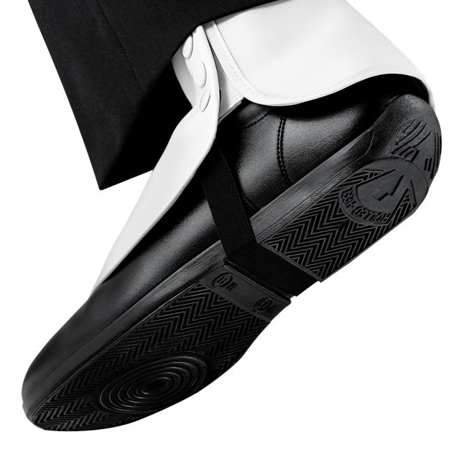 black drillmasters marching band shoe sole view