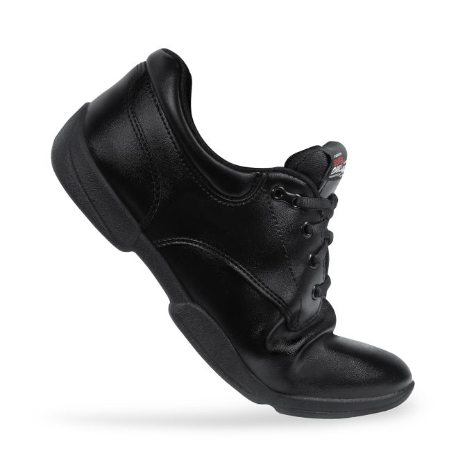 black super drillmasters marching band shoe side view