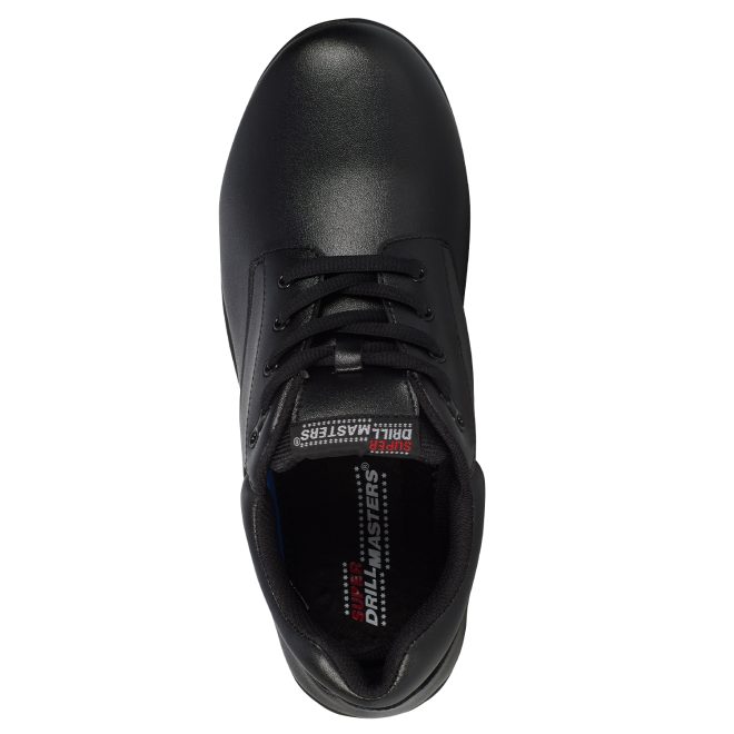 black super drillmasters marching band shoe top view
