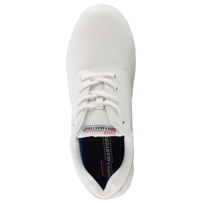 white super drillmasters marching band shoe top view