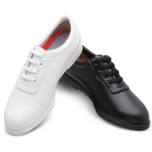 black and white options dinkles glide marching band shoe top view