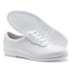 white dinkles glide marching band shoe sole and side view