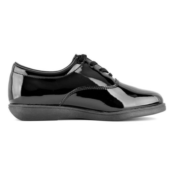 black dinkles formal marching band shoe side view