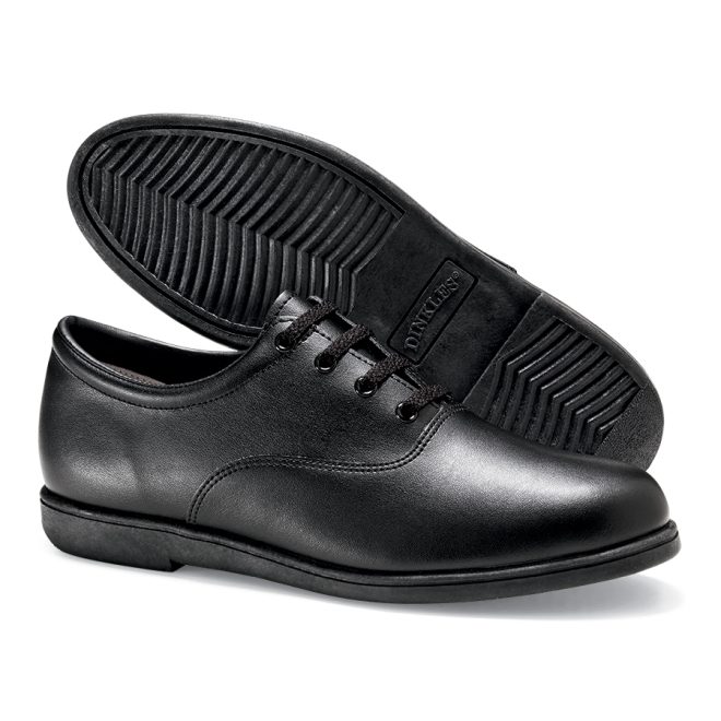 black dinkles vanguard marching band shoe sole and side view