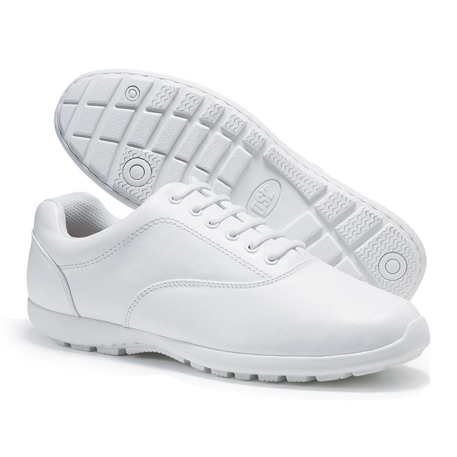 white dsi velocity marching band shoe sole and side view