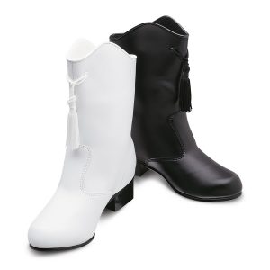 white and black options styleplus vinyl majorette boot front and side view