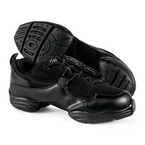 black capezio fierce dancesneaker guard shoe sole and side view