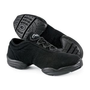 black capezio canvas dancesneaker guard shoe sole and side view