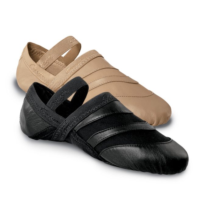 black and caramel options capezio freeform guard shoe side view