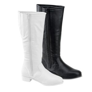 black and white options gotham dallas knee high majorette boot side view