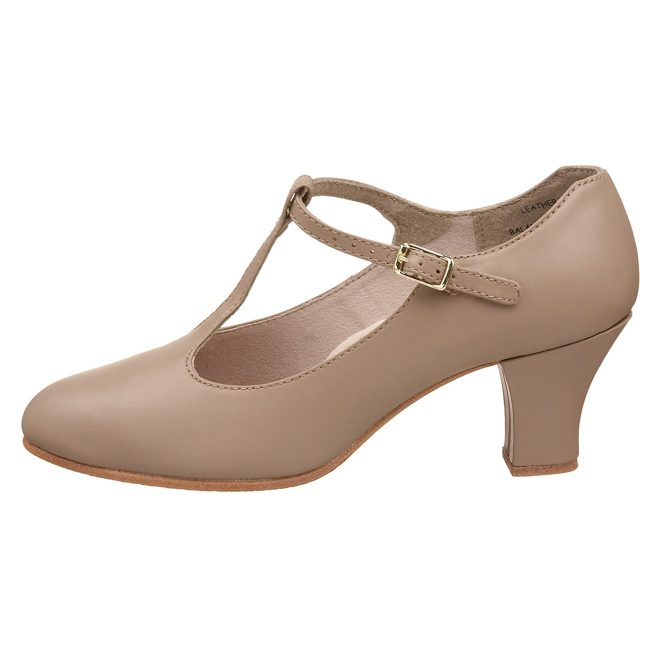 tan capezio junior footlight t-strap character shoe side view