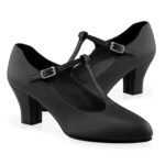 black capezio junior footlight t-strap character shoe side views