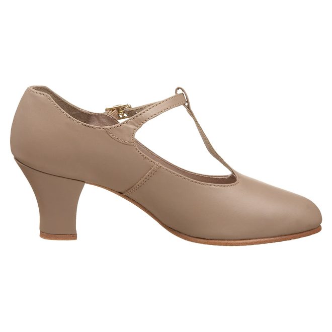 tan capezio junior footlight t-strap character shoe side view