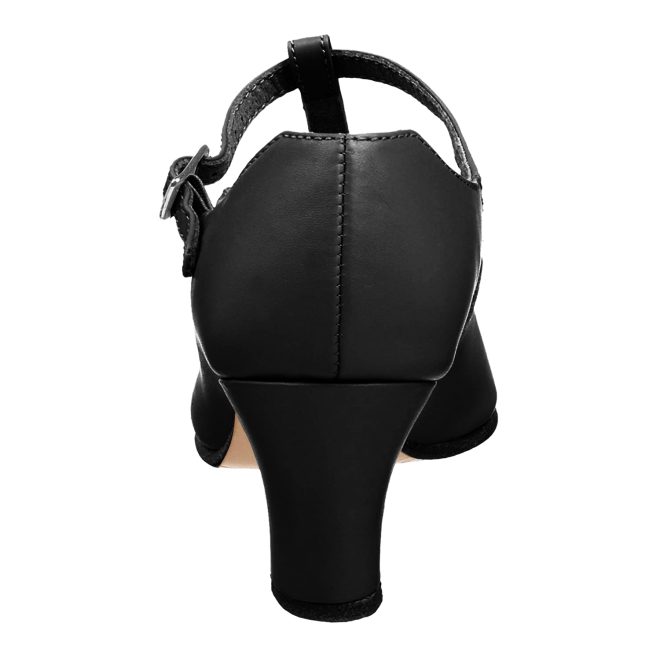 black capezio junior footlight t-strap character shoe back view