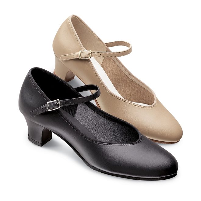 black and tan options for capezio character shoe top/side view