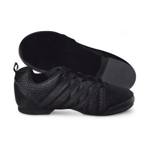 black danshuz zoom 2 mesh jazz sneaker sole and side view