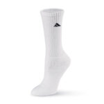 white adidas athletic crew sock side view