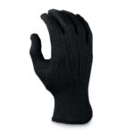 black wrist length cotton band gloves back view