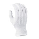 white wrist length cotton band gloves back view