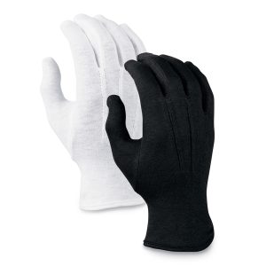 black and white options for wrist length cotton band gloves back view