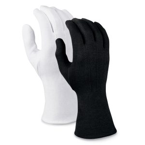 black and white options for long wrist winter weight band gloves back view