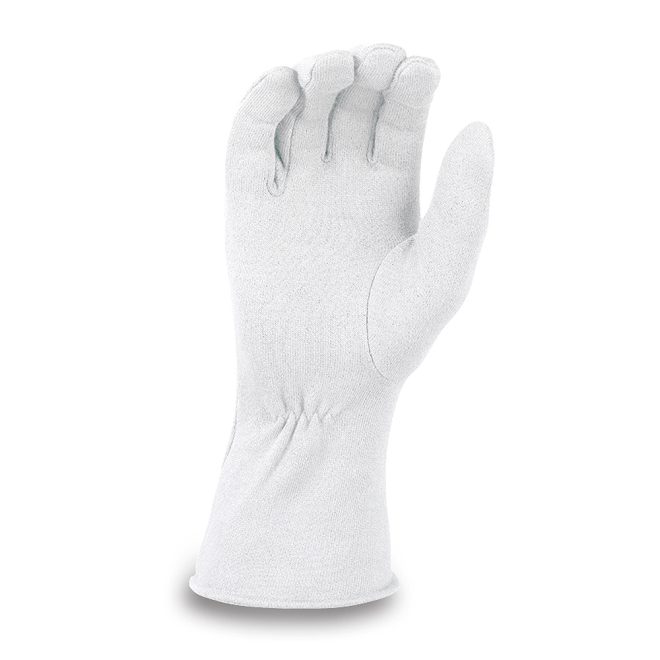 white long wrist winter weight band gloves palm view