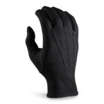 black long wrist cotton military band gloves back view