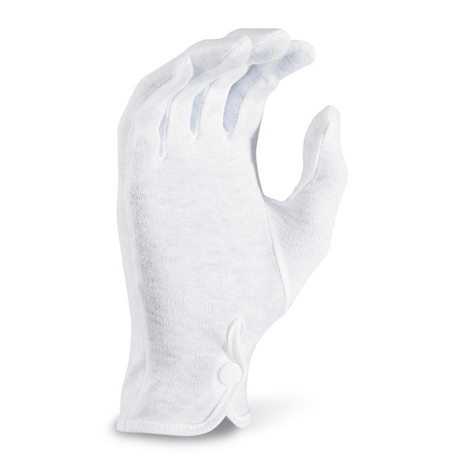 white long wrist cotton military band gloves palm view