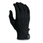 black long wrist deluxe cotton military band gloves back view