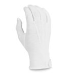 white long wrist deluxe cotton military band gloves back view