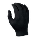 black wrist length polyester band gloves back view