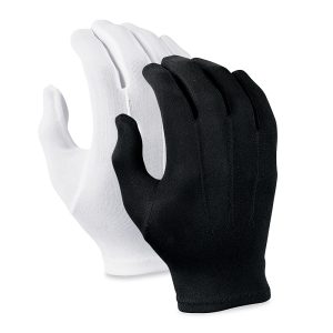 black and white options for wrist length polyester band gloves back view