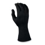 black long wrist polyester band gloves back view