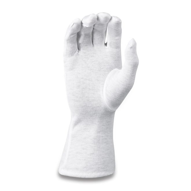 white long wrist polyester band gloves palm view