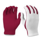 maroon/white flash guard gloves palm and back view