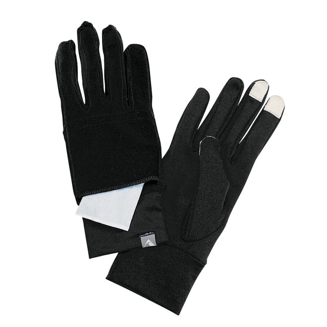 black augusta tech gloves palm and back view