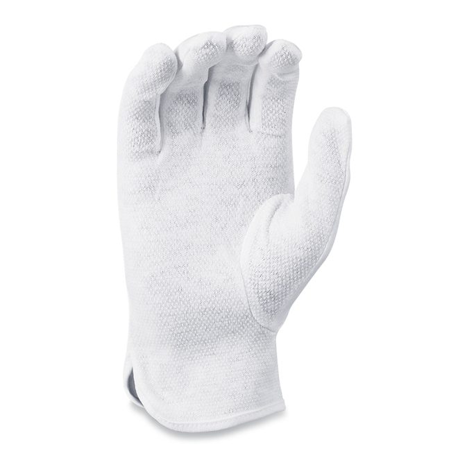 white wrist length sure grip band gloves palm view