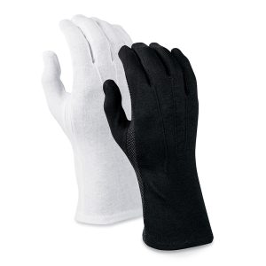 black and white color options for long wrist sure grip band gloves back view