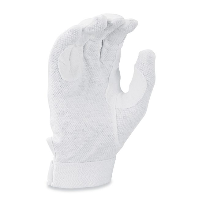 white deluxe sure grip band gloves palm view