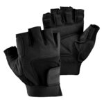 black ever-dri fingerless guard gloves palm and back view