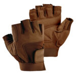 umber ever-dri fingerless guard gloves palm and back view