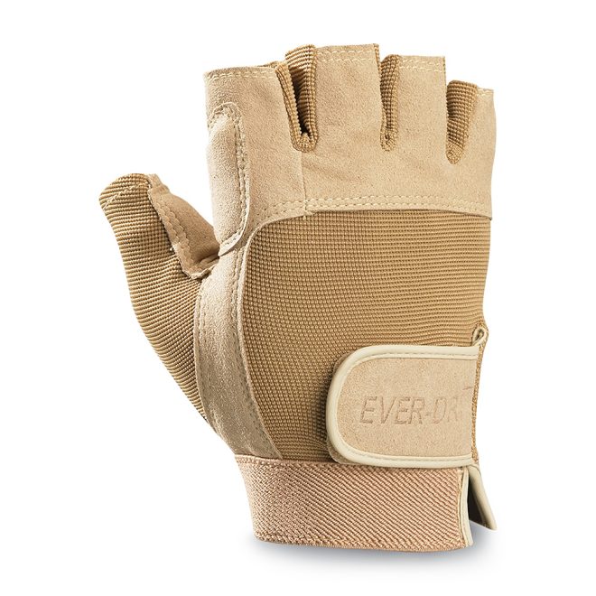 tan ever-dri fingerless guard gloves back view