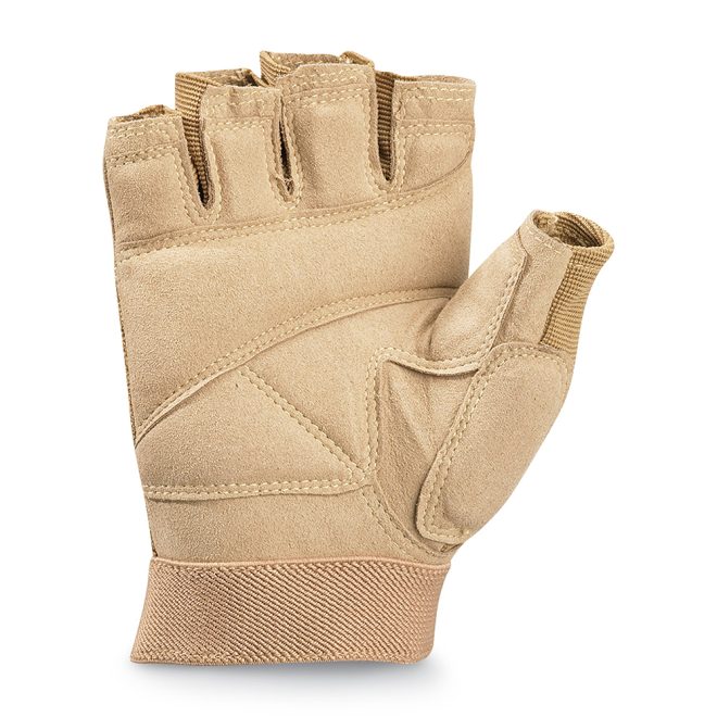 tan ever-dri fingerless guard gloves palm view