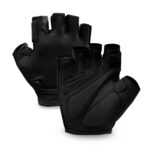 black spinpro fingerless guard gloves palm and back view