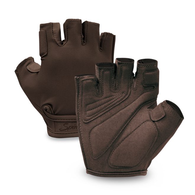 cocoa spinpro fingerless guard gloves palm and back view