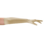 gold satin above the elbow length concert gloves side view