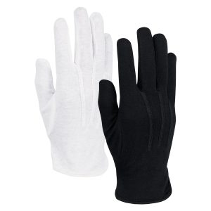 black and white options for styleplus cotton military marching band gloves back view